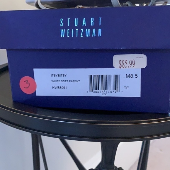 W/ORIGINAL BOX Stuart Weitzman ItsyBitsy sandals White Soft Patent size 8.5 - Picture 5 of 5